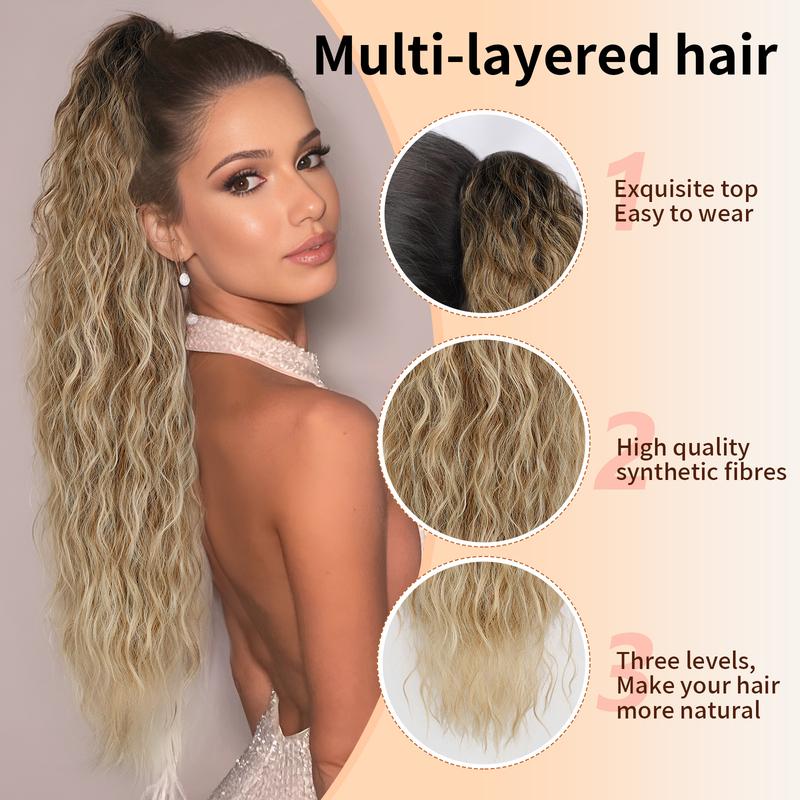 30 inch scrunchy clip on ponytail hair extensions for women to wear on daily outings, curly hair fusion natural fluffy