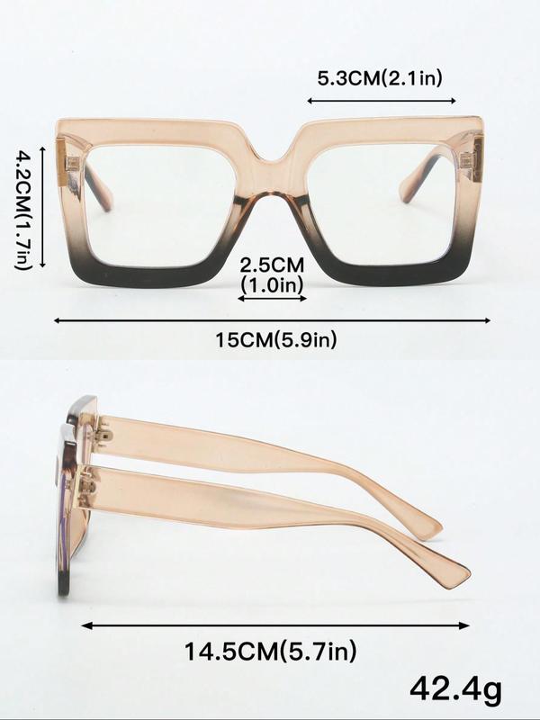 Unisex Vintage Oversized Square Frame Eyeglasses, Trendy Casual Eyeglasses for Everyday Use, Fashion Accessories for Outdoor Activities