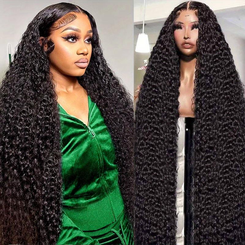 40 Inch Brazilian Original Human Hair Jerry Kinky Curly Lace Front Wig 250% Density Transparent HD 13x4 Lace Front Wig Curly Wave 100% Real Hair Wig Remy Pre-Plucked Bleached Knots with Baby Hair Natural Color