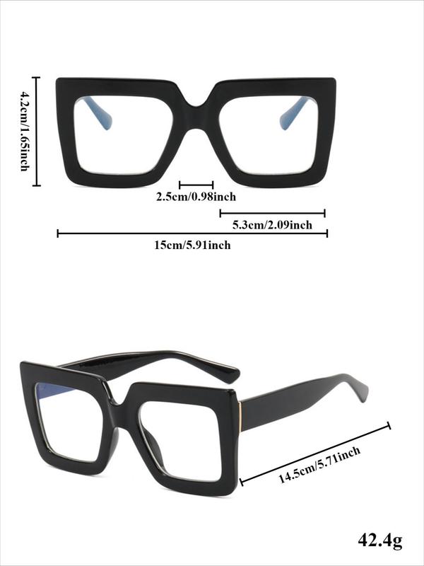 Unisex Vintage Oversized Square Frame Eyeglasses, Trendy Casual Eyeglasses for Everyday Use, Fashion Accessories for Outdoor Activities