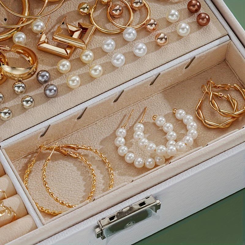 A Set of 86 Pieces of Elegant Vintage Jewelry Suit, Multi-Layer Necklace, Earrings, Rings, 4-in-1 Combination, Suitable for Women's Daily Wear, Commuting to Work, Mother's Day, Valentine's Day Gift (without Gift Box)