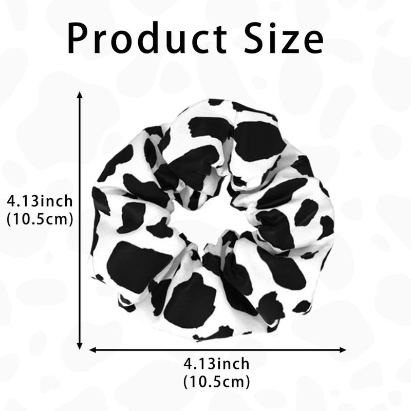 Cow Print Hair Band for Women, Non-Slip Elastic Hair Tie Ropes for Ponytail Holder Cows Hair Scrunchies Accessories for Curly Straight Thick Thin Fine Hair 6 Pack