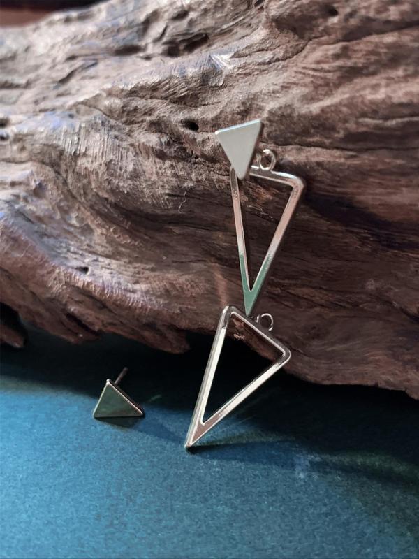 Geometric Design Earring Jacket, Simple Retro Triangle Earrings for Women, Summer Fashion All-match Jewelry for Daily Use