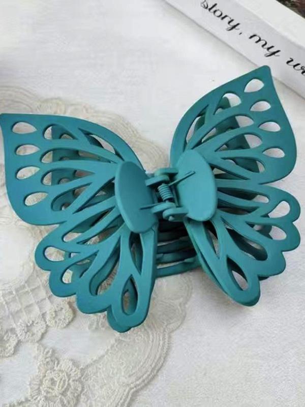 Solid Color Hollow Out Design Hair Claw for Women,  Summer 2024 Fashion Butterfly Shaped All-match Hair Accessories, Cute Lovely Hairwear for Daily Used