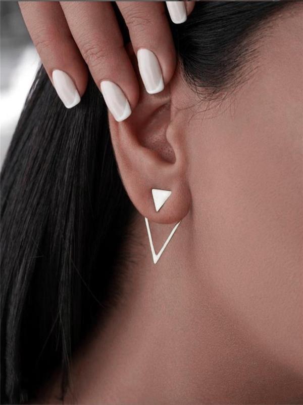 Geometric Design Earring Jacket, Simple Retro Triangle Earrings for Women, Summer Fashion All-match Jewelry for Daily Use