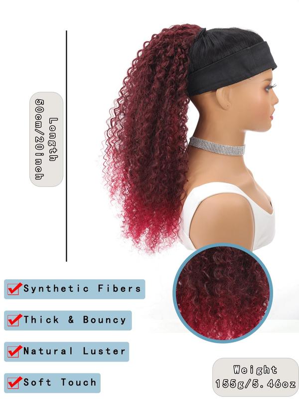 20 Inch Drawstring Kinky Coily Ponytail Extension, Natural Afro Coily Ponytail Extension, Synthetic Instant Clip Ponytail, Afro Kinky Curly Hair Piece