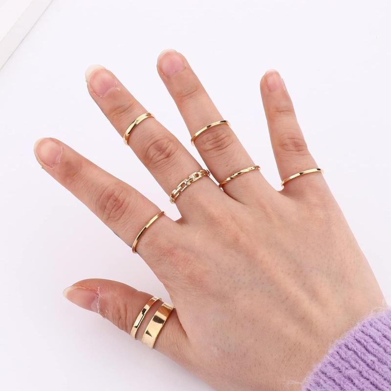 FLORIDECO 17PCS Jewelry Sets for Women Layered Necklaces Chunky Bracelets Knuckle Rings Set Costume Accessories Jewelry Daily