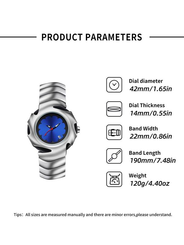 Punk Style Blade Design Quartz Watch, Creative Round Dial Watch for Men, Trendy All-match & Exquisite Watch for Birthday Gift with Box