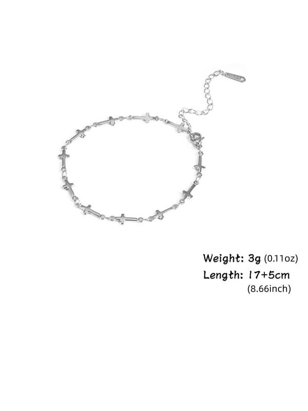 Minimalist Cross Decor Link Bracelet, Stainless Steel Casual Matching Bracelet Jewelry for Party, Female Classic Fashion Accessories for Daily Wear