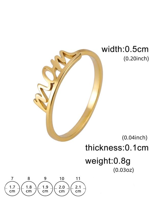 Elegant Letter Detail Stainless Steel Ring, Fashion Accessories for Women & Girls, Casual Jewelry for Party, Daily Clothing Decor, Trendy All-match & Exquisite Jewelry for Birthday Gift