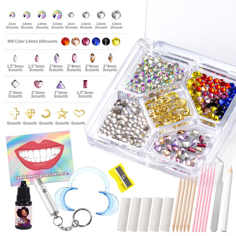 320-Piece Colorful Tooth Gem Kits with Cross-Shaped and Unique Tooth Stickers, Polishing Drill Tools – Ideal for Smile Care and Holiday Gifts, Portable and Easy to Use