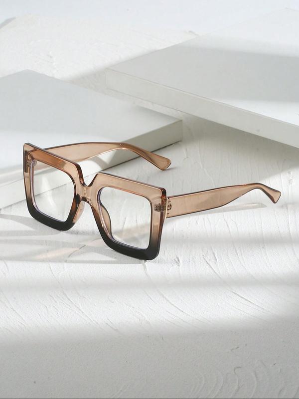 Unisex Vintage Oversized Square Frame Eyeglasses, Trendy Casual Eyeglasses for Everyday Use, Fashion Accessories for Outdoor Activities