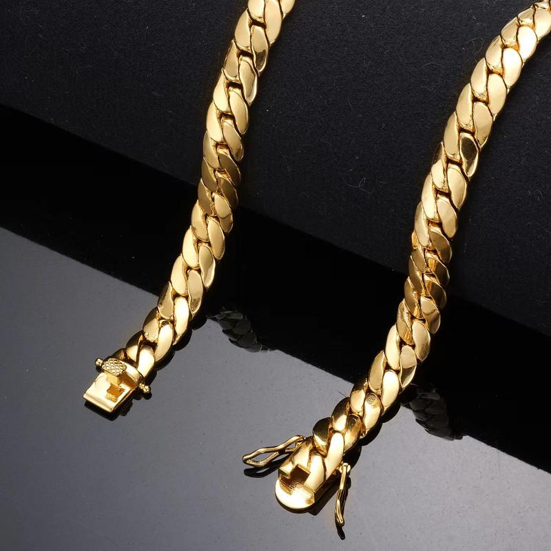 Unisex Trendy Cuban Chain Fashion Necklace & Bracelet, width 6mm-9.6mm, length 16