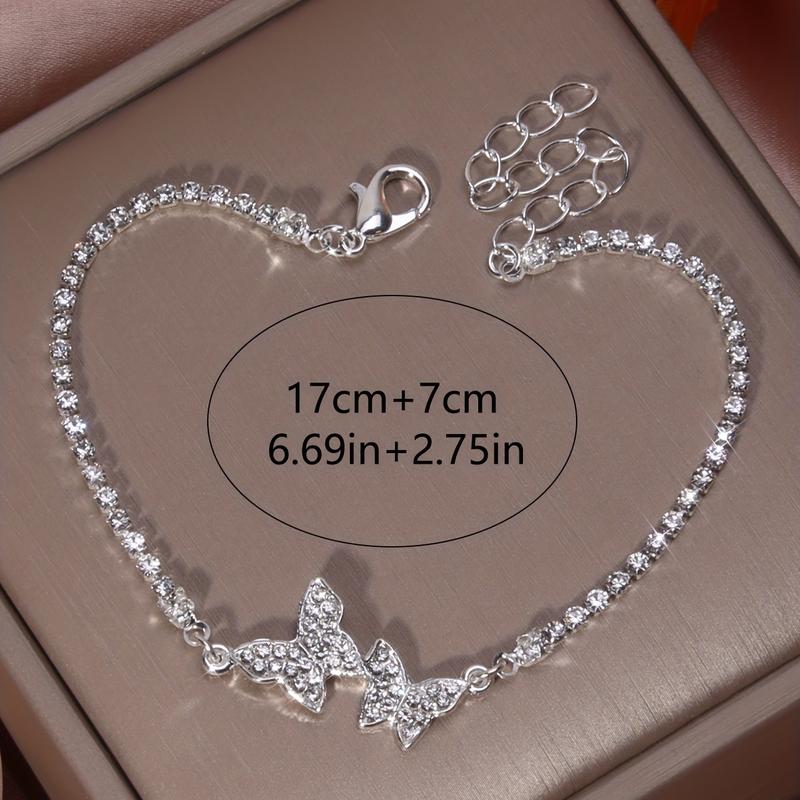 Glittering Butterfly Chain Anklet Inlaid Shiny Elegant Ankle Bracelet