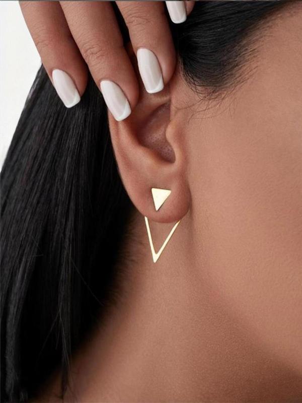 Geometric Design Earring Jacket, Simple Retro Triangle Earrings for Women, Summer Fashion All-match Jewelry for Daily Use