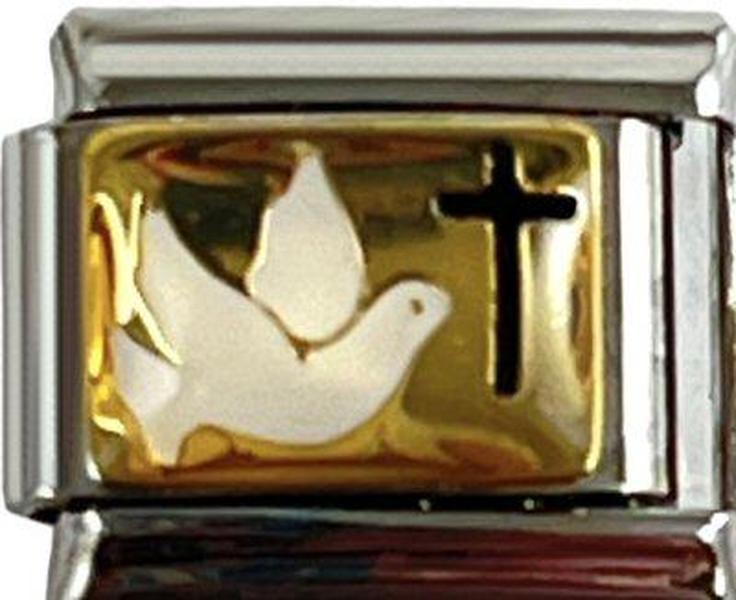 Italian Charm Link Dove with Cross Charm 9mm